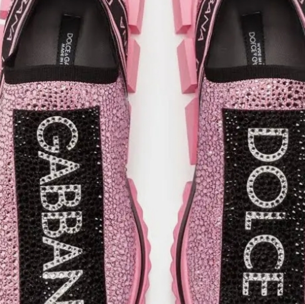 Dolce & Gabbana BLING Pink and Black Sneakers - Picture 2 of 4